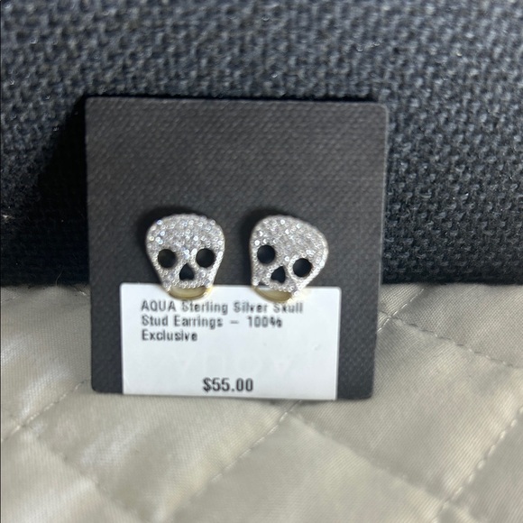 Aqua Jewelry - Aqua Gold over Sterling Silver Cubic Zirconia Skull Stud Earrings NWT MSRP $108